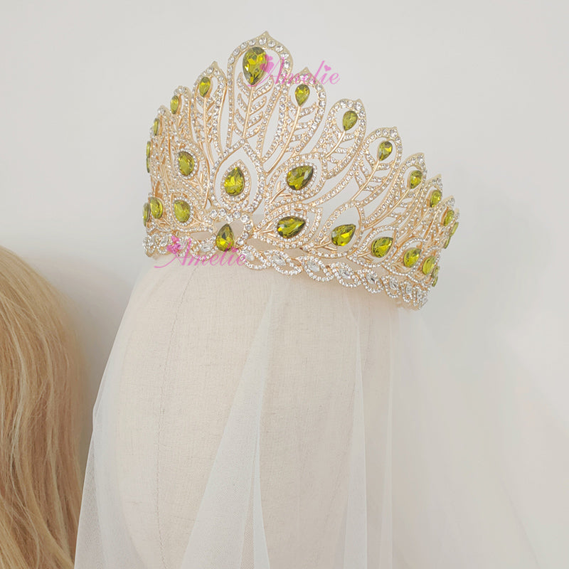 Vintage Baroque Bridal Hair Accessories Crown Crystal Queen Crown Large Tall Pageant Rhinestone Tiara Crown