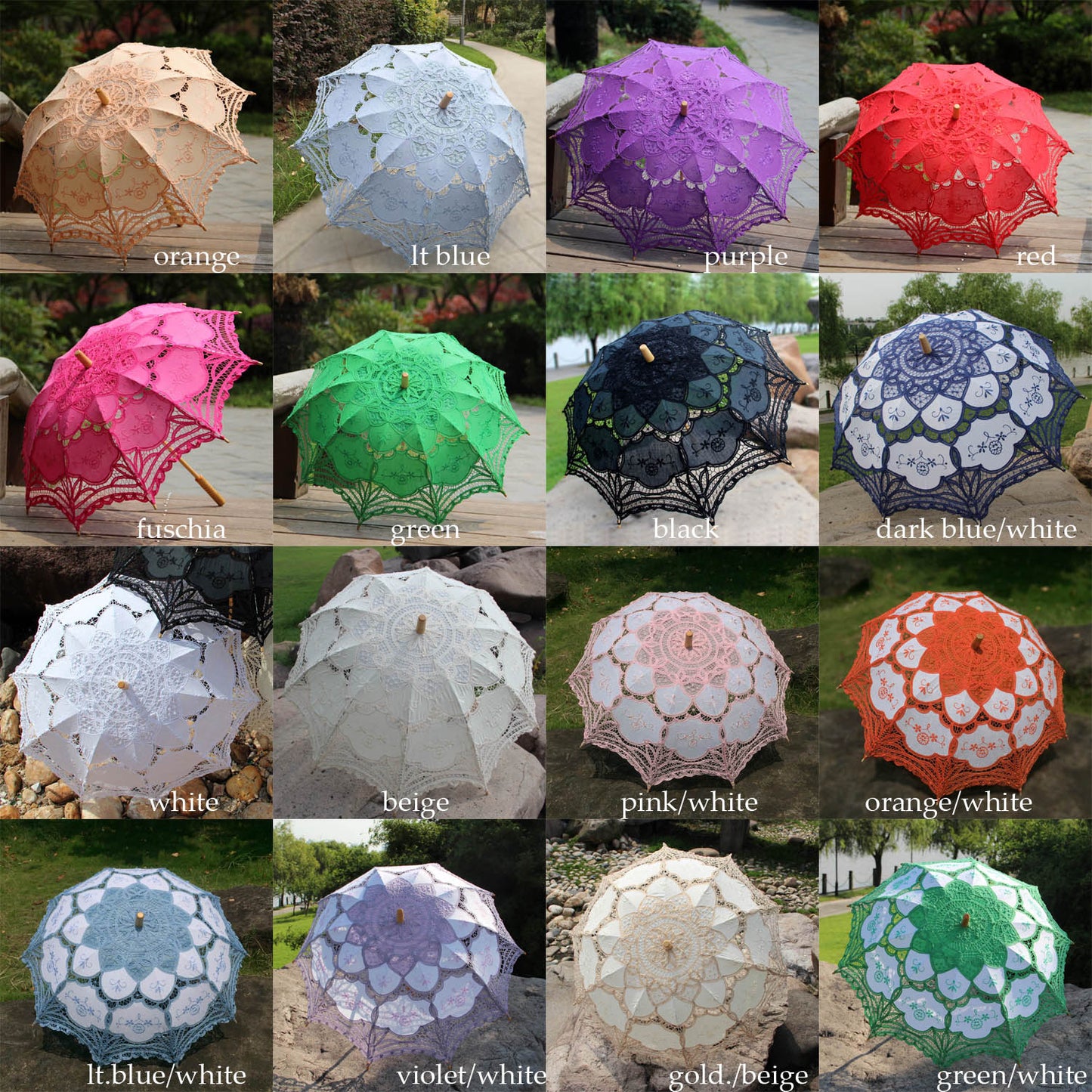 Gothic touch Handmade Bridal Umbrella with Cotton Embroidery & Lace Floral Wedding Parasol