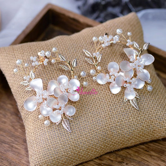 Forest Fairy Handmade Resin Liquid Flower Earrings Ear Clip Turkish Prom Wreath Jewelry