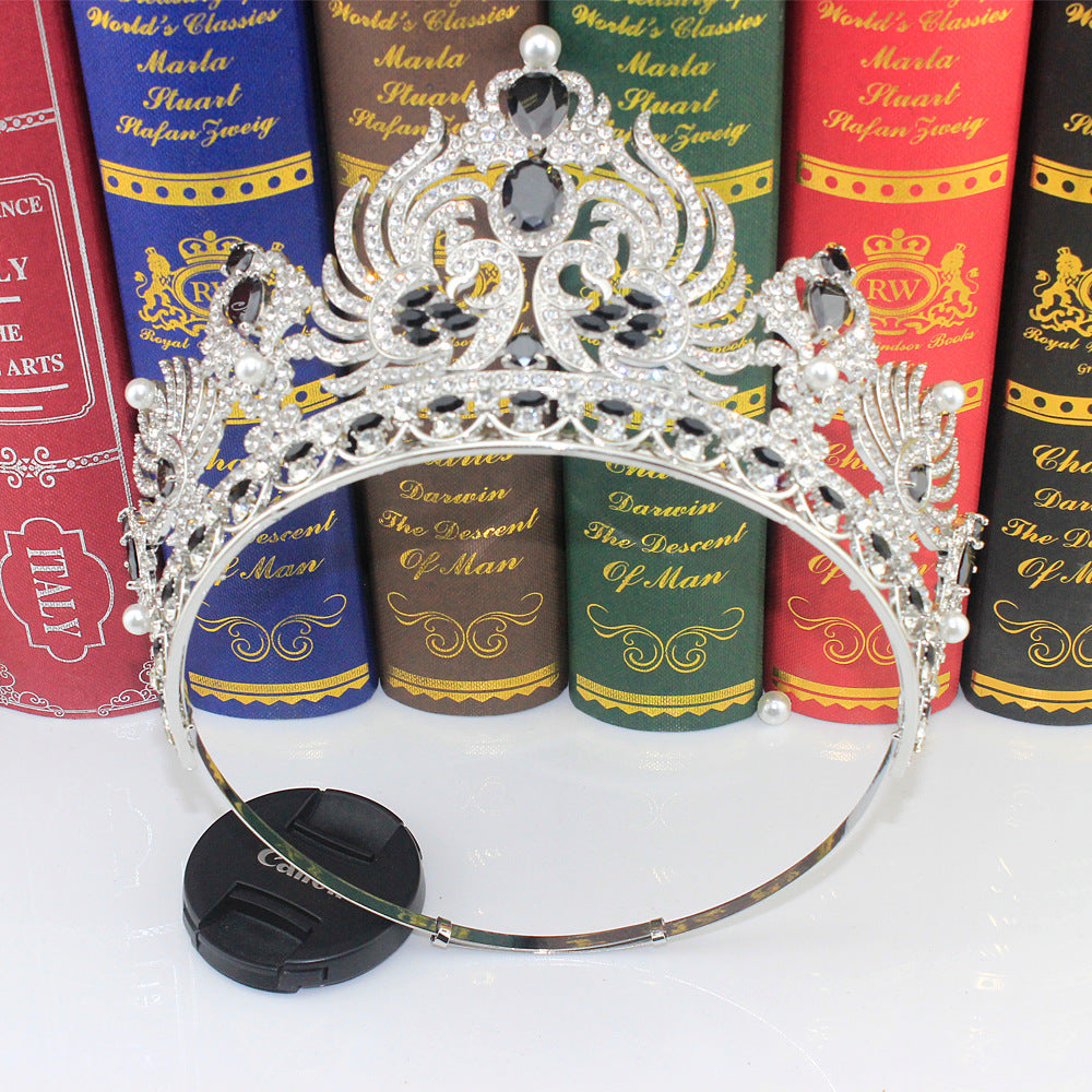 Luxury Adjustable round Rhinestone Zircon Crown Bride Headwear Princess Tiara for Wedding Birthday Miss Pageant Queen Party