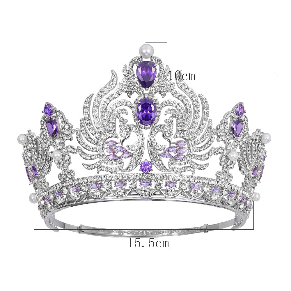 Luxury Adjustable round Rhinestone Zircon Crown Bride Headwear Princess Tiara for Wedding Birthday Miss Pageant Queen Party