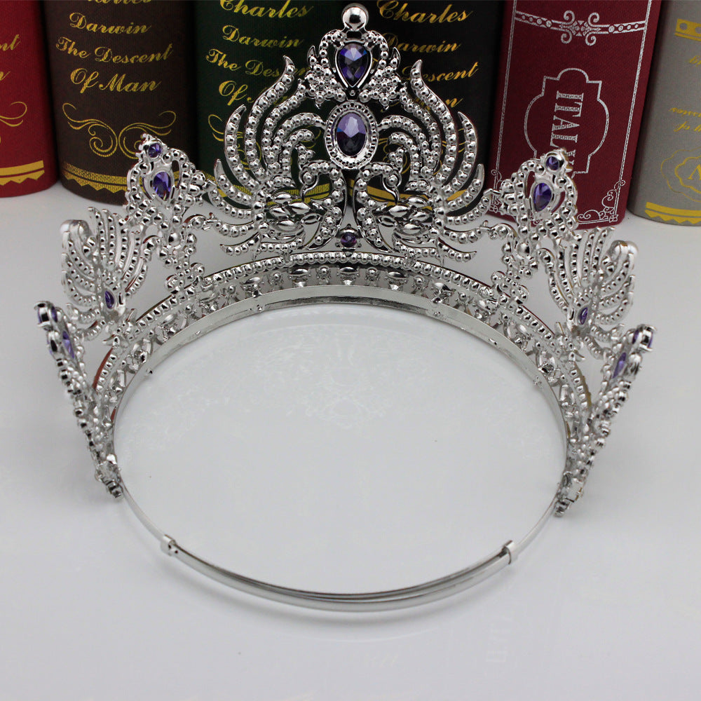 Luxury Adjustable round Rhinestone Zircon Crown Bride Headwear Princess Tiara for Wedding Birthday Miss Pageant Queen Party