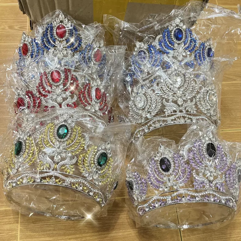 Large Diamond Crown Tiara Beauty Pageant Miss World Universe Princess Bridal Wedding Birthday Crystals Hair Accessory