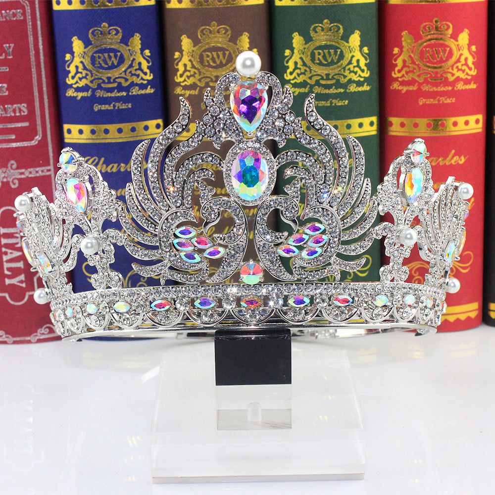 Luxury Adjustable round Rhinestone Zircon Crown Bride Headwear Princess Tiara for Wedding Birthday Miss Pageant Queen Party