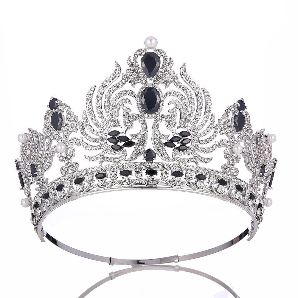 Luxury Adjustable round Rhinestone Zircon Crown Bride Headwear Princess Tiara for Wedding Birthday Miss Pageant Queen Party