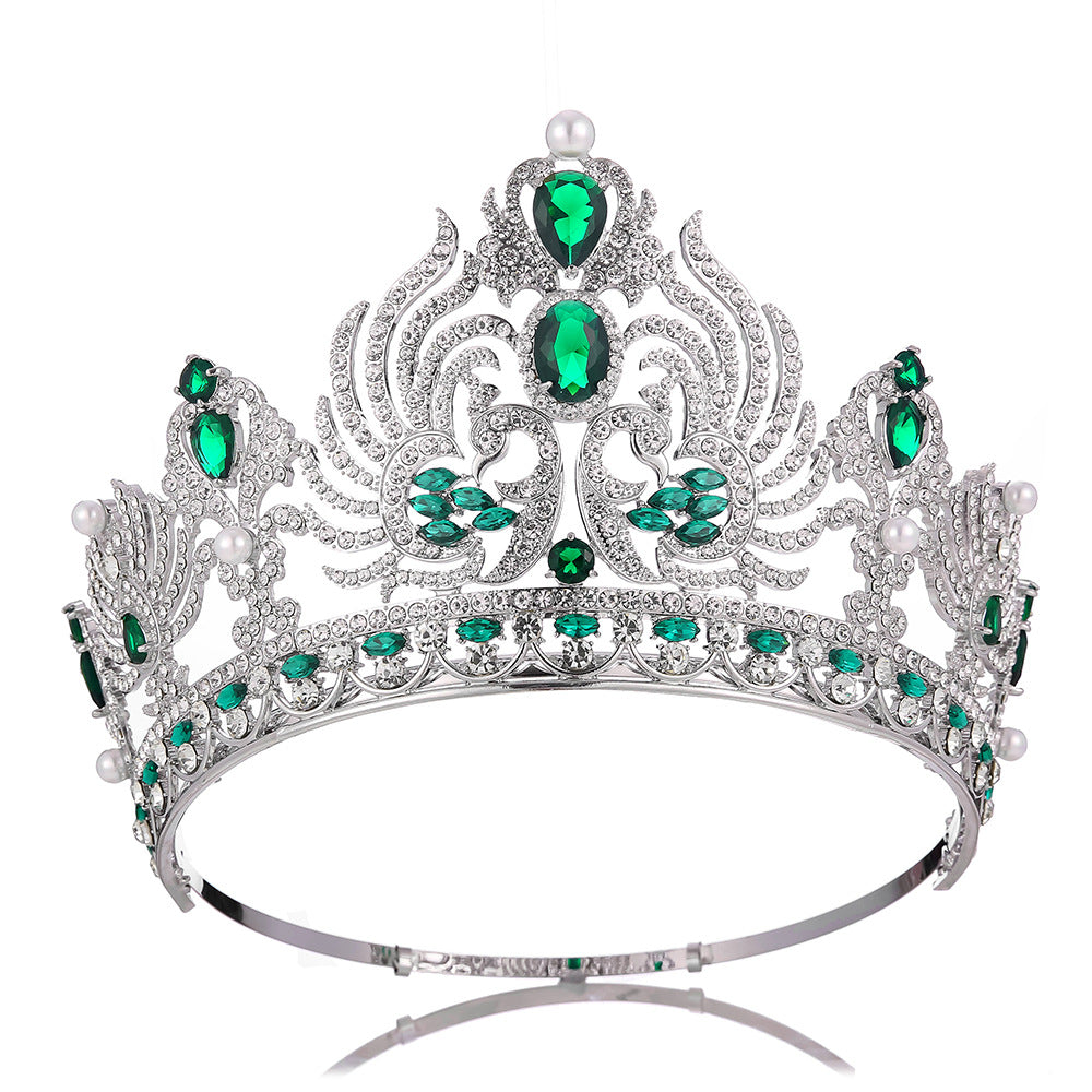Luxury Adjustable round Rhinestone Zircon Crown Bride Headwear Princess Tiara for Wedding Birthday Miss Pageant Queen Party