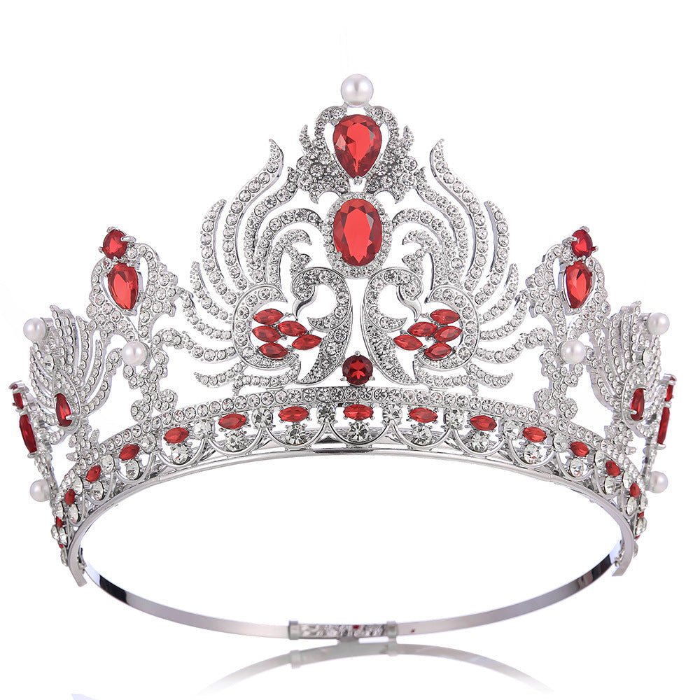 Luxury Adjustable round Rhinestone Zircon Crown Bride Headwear Princess Tiara for Wedding Birthday Miss Pageant Queen Party