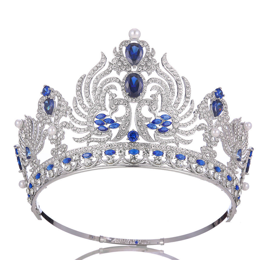 Luxury Adjustable round Rhinestone Zircon Crown Bride Headwear Princess Tiara for Wedding Birthday Miss Pageant Queen Party