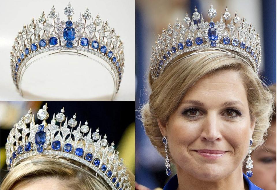 Luxury Elegant Blue CZ Royal Replica Wedding Bridal Tiara Hair Crown