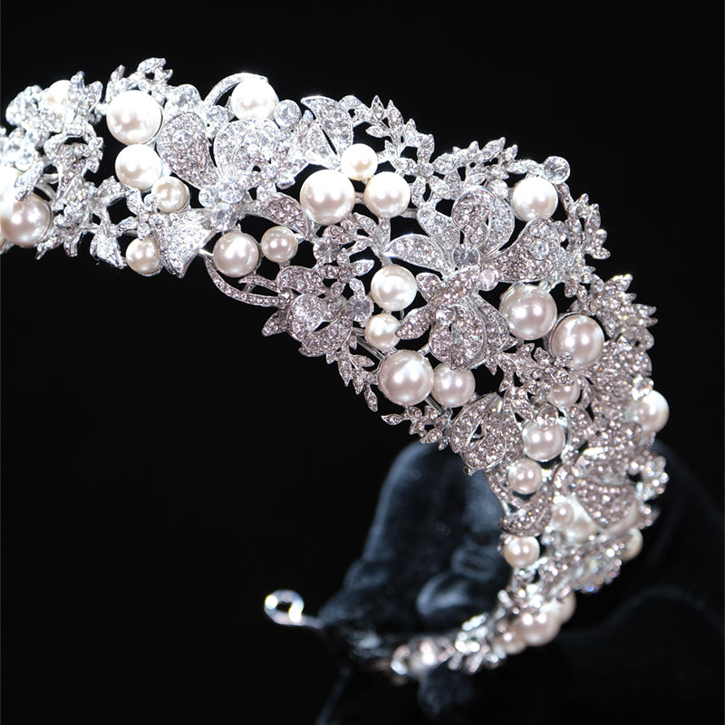 European Bride Pearl Rhinestone Crown,Photo Prop Hair Accessories