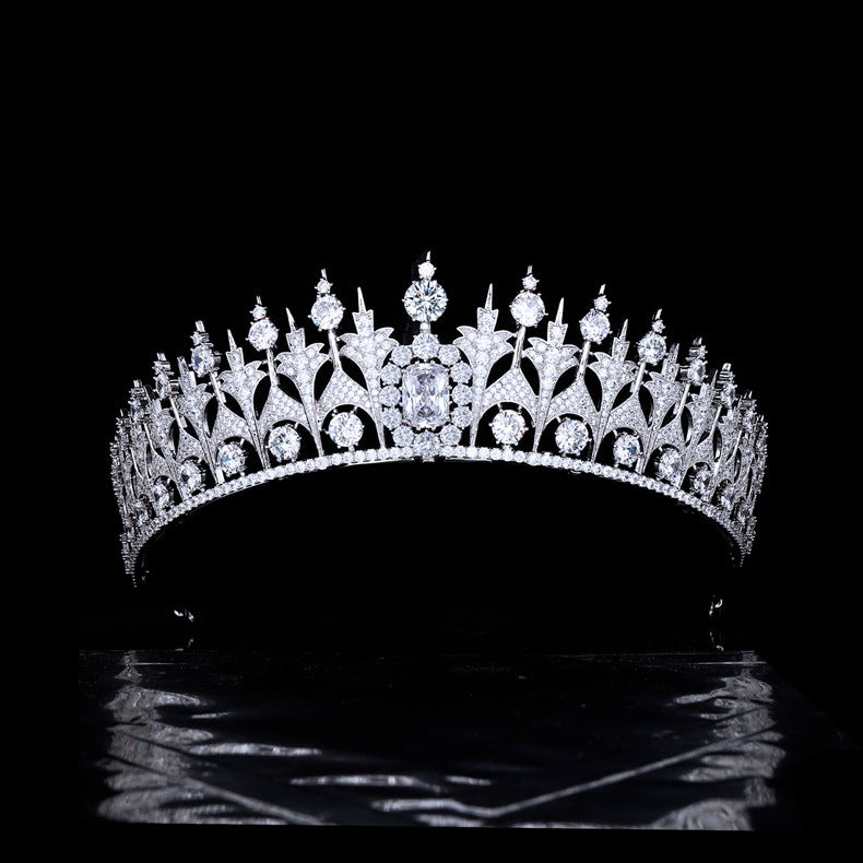 Luxury Elegant Blue CZ Royal Replica Wedding Bridal Tiara Hair Crown