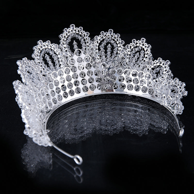 Statement Hair Piece Crystal Silver Crown For Wedding Party