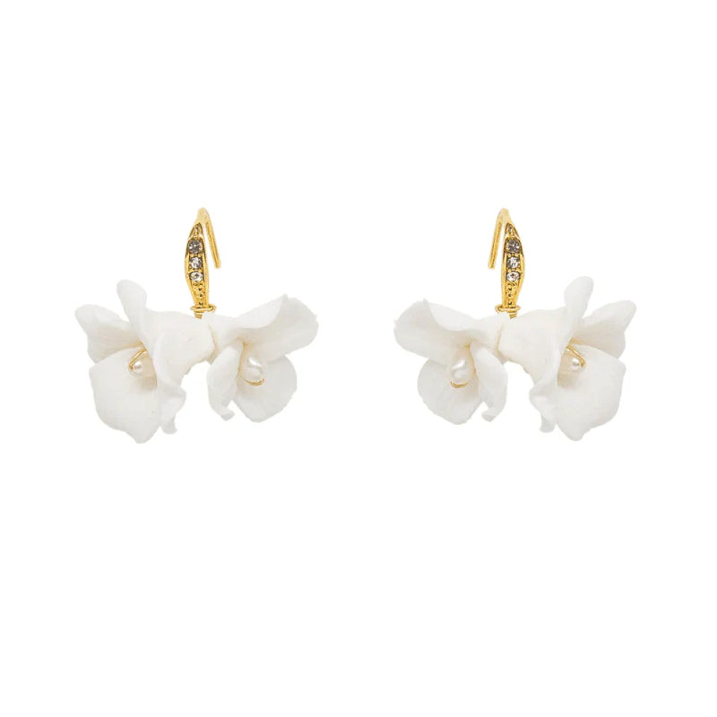 Handmade Little Ceramic Flower Earrings Bridal Wedding Engagement Jewelry For Women Bridesmaid Gift