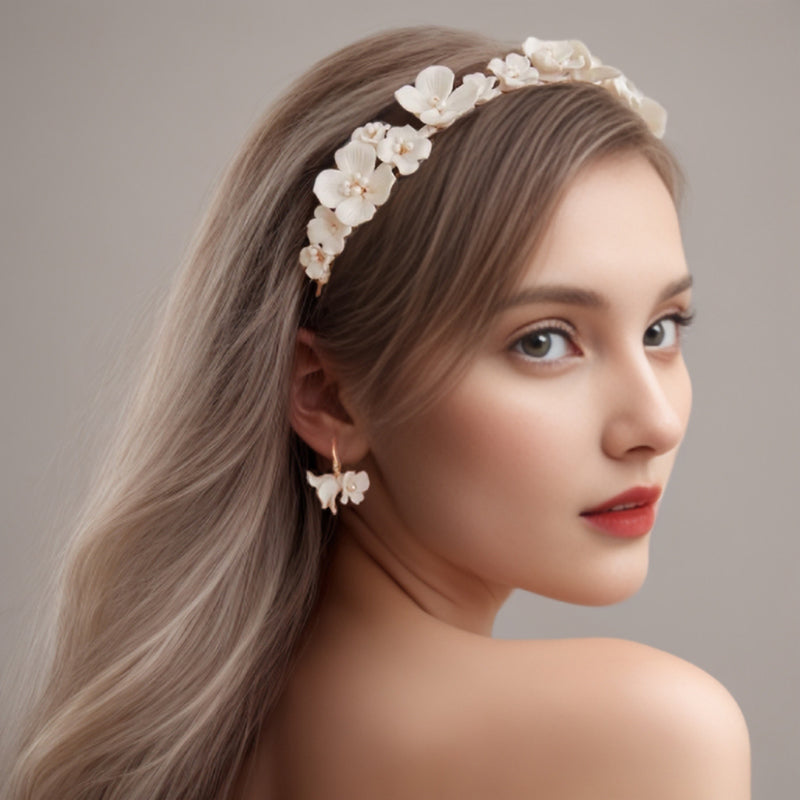 Handmade Little Ceramic Flower Earrings Bridal Wedding Engagement Jewelry For Women Bridesmaid Gift