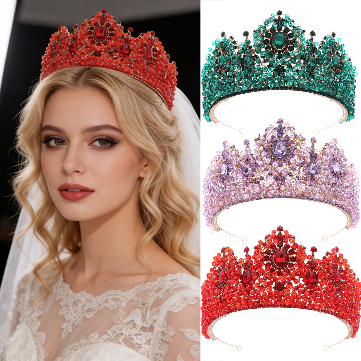 Princess Crystal Crown for Wedding,Quinceanera,Birthday,Prom