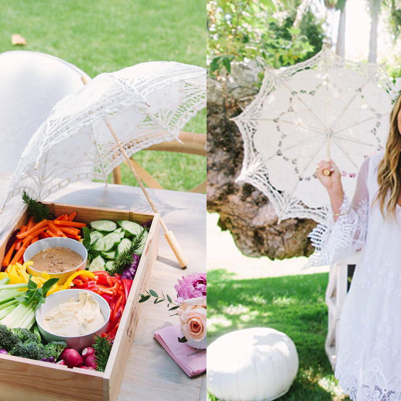 Bridal Lace Parasol - "Reawakening Romance" Collection | Handmade Wedding Umbrella in White, Beige, or Black