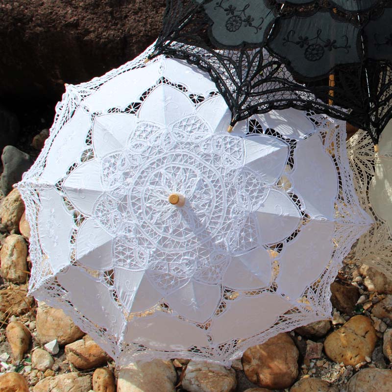 Bridal Lace Parasol - "Reawakening Romance" Collection | Handmade Wedding Umbrella in White, Beige, or Black