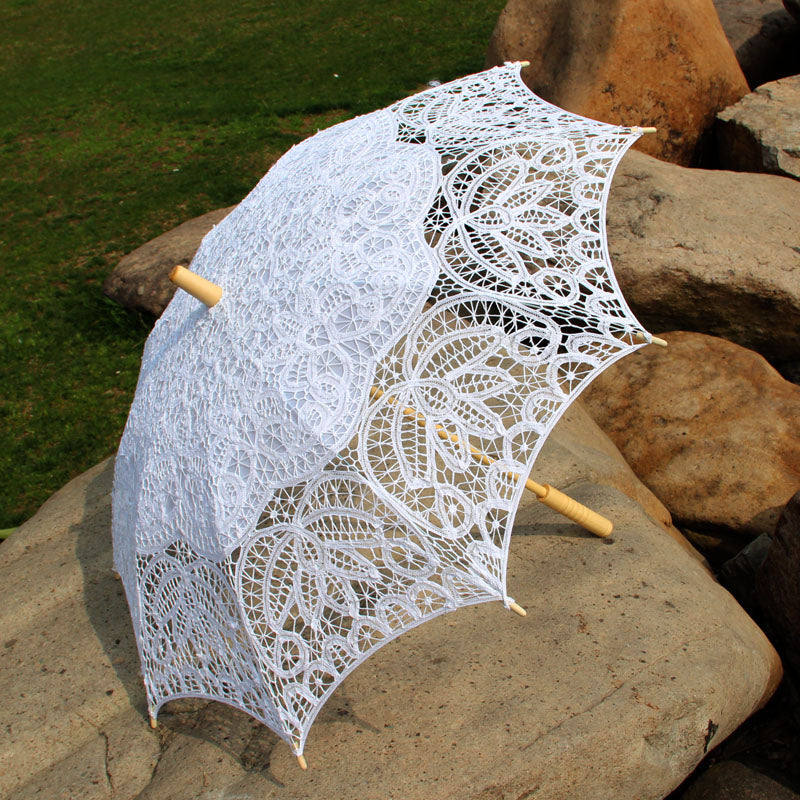 Handmade Battenburg Lace Parasol Bride Umbrella for Wedding Photography Recital Dance Stage