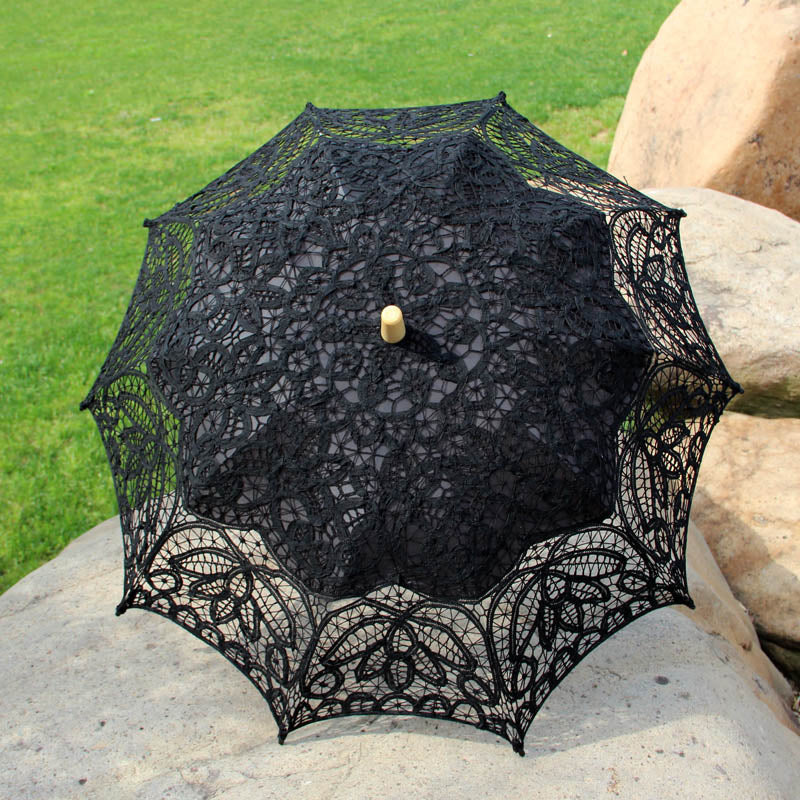 Handmade Battenburg Lace Parasol Bride Umbrella for Wedding Photography Recital Dance Stage