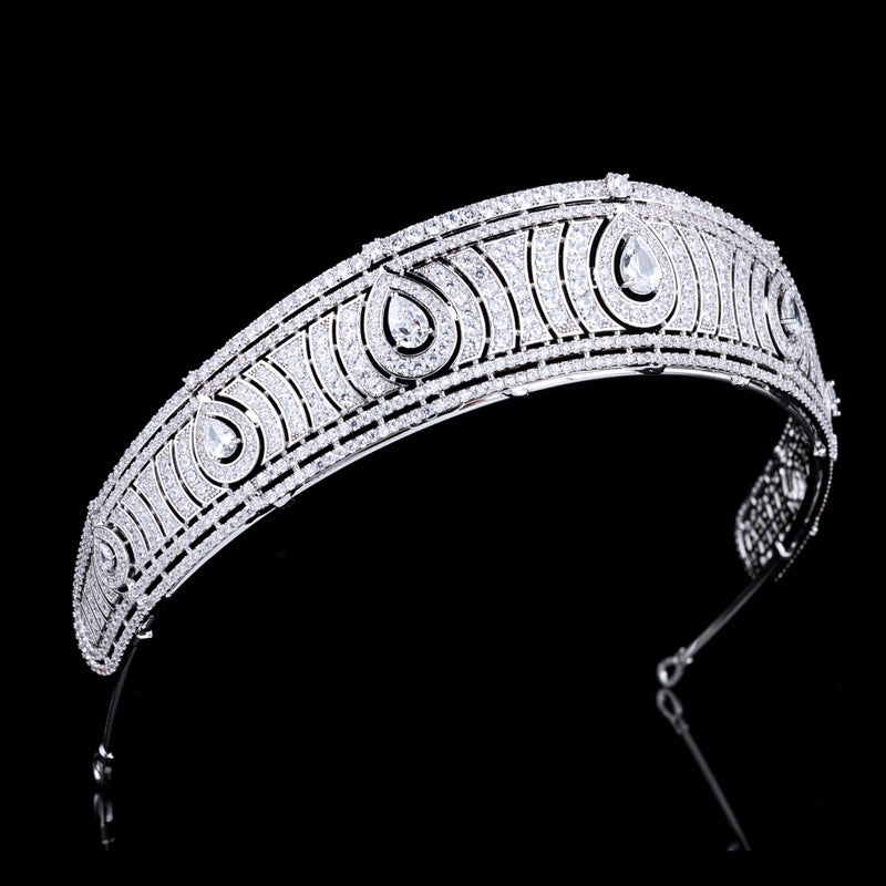 Exquisite Royal Cubic Zircon Tiara Crown Headpiece for Women Brida