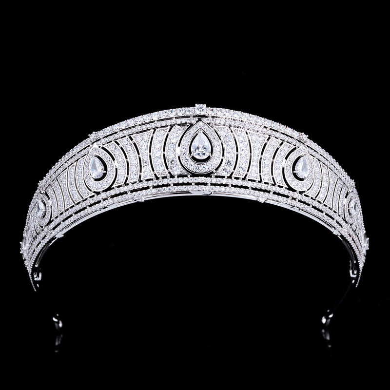 Exquisite Royal Cubic Zircon Tiara Crown Headpiece for Women Brida