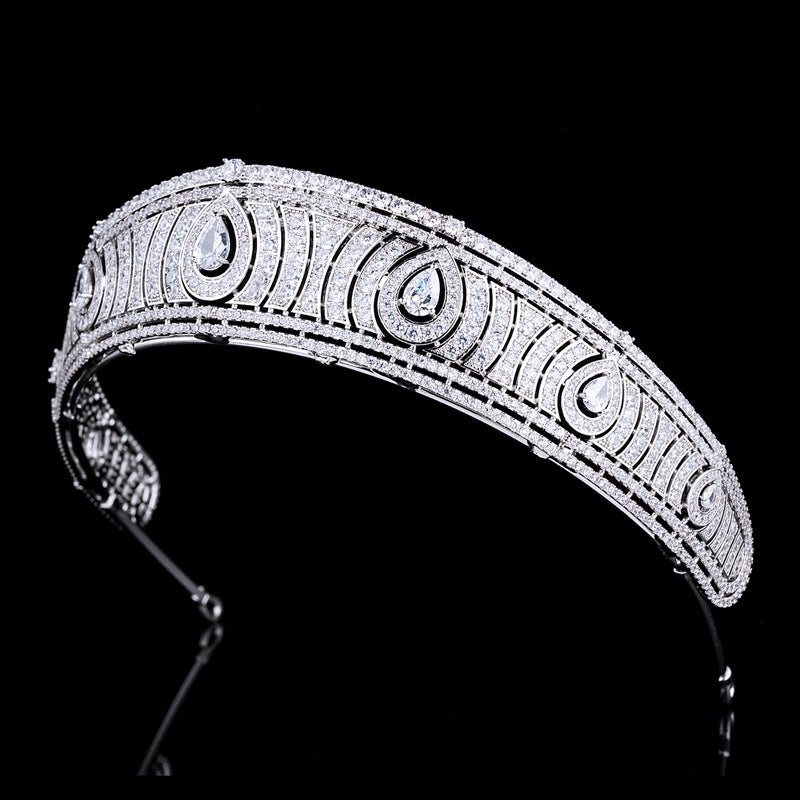 Exquisite Royal Cubic Zircon Tiara Crown Headpiece for Women Brida