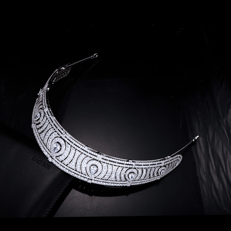 Exquisite Royal Cubic Zircon Tiara Crown Headpiece for Women Brida
