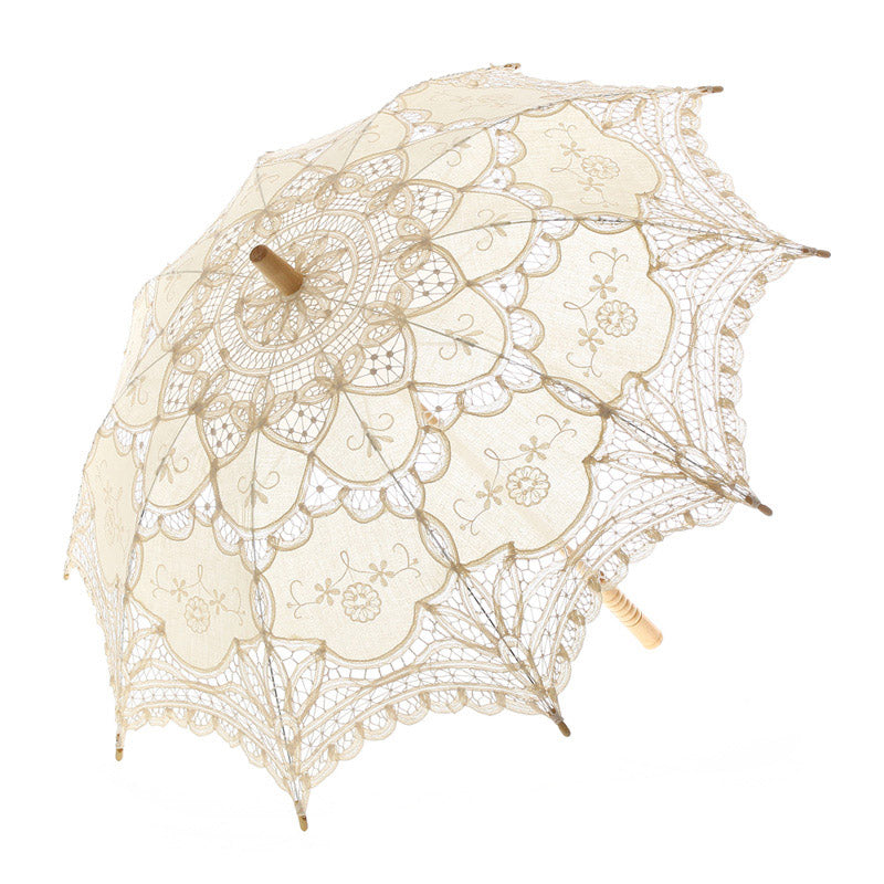 Gothic touch Handmade Bridal Umbrella with Cotton Embroidery & Lace Floral Wedding Parasol