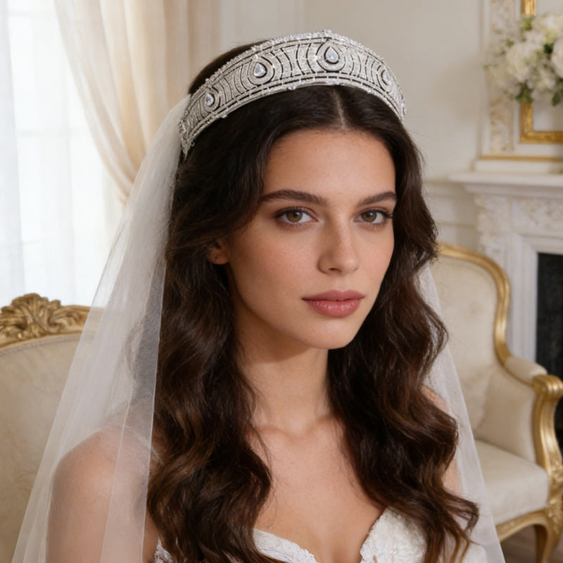 Exquisite Royal Cubic Zircon Tiara Crown Headpiece for Women Brida