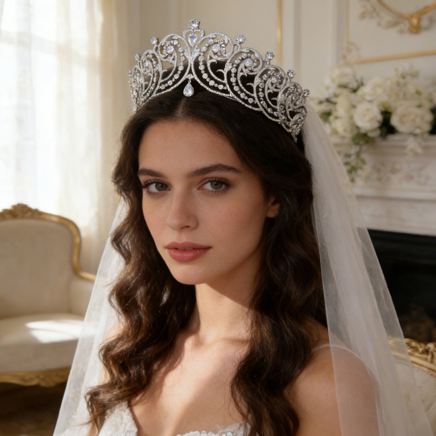 Vintage Court AAAAA Cubic Zirconia Wedding Crown Birthday Hair Accessories Tiaras