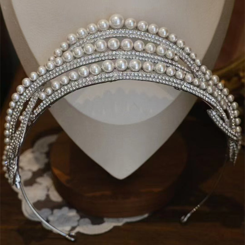 Pearls Rhinestone Crowns and Tiaras for Brides Birthday Party Queen Hair Accessoryne Crowns and Tiaras for Brides Birthday Party Queen Hair Accessory