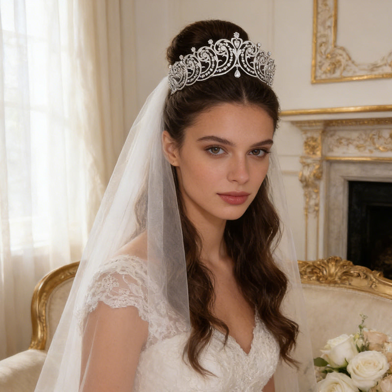 Vintage Court AAAAA Cubic Zirconia Wedding Crown Birthday Hair Accessories Tiaras