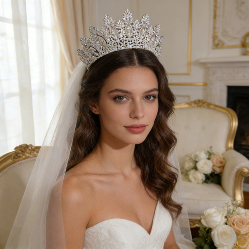 Luxurious Zircon Diamond Crown for Bridal Wedding Bithday Quinceanra