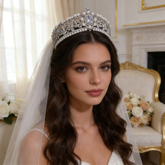 Vintage Pearl & Crystal Tiara – Timeless Elegance for Brides, Weddings & Formal Events