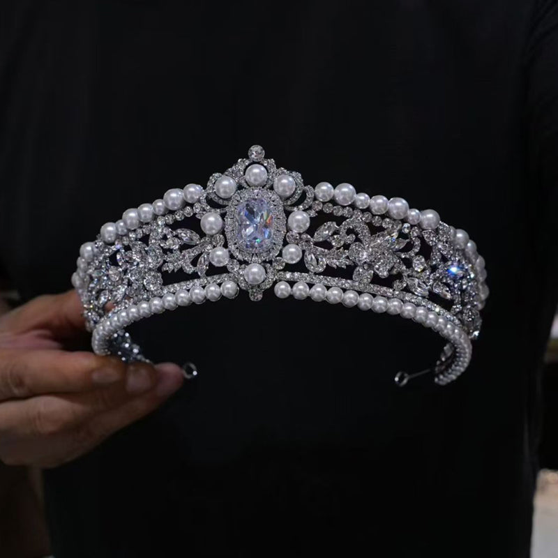 Vintage Pearl & Crystal Tiara – Timeless Elegance for Brides, Weddings & Formal Events