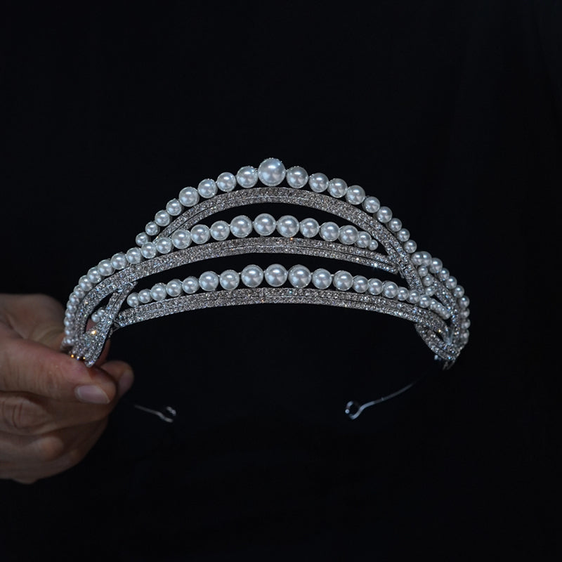 Pearls Rhinestone Crowns and Tiaras for Brides Birthday Party Queen Hair Accessoryne Crowns and Tiaras for Brides Birthday Party Queen Hair Accessory