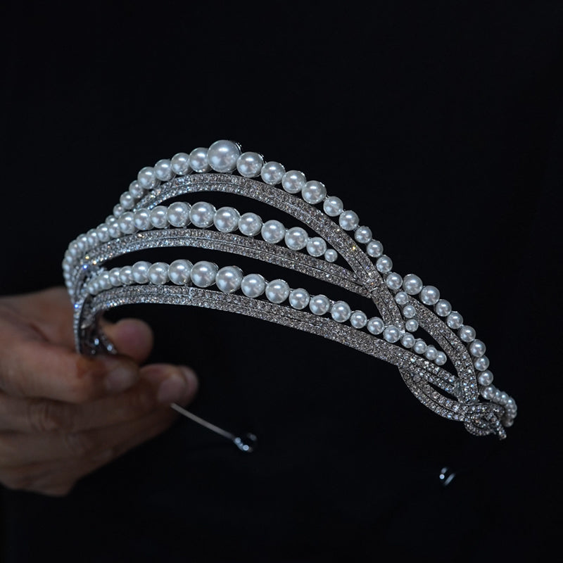 Pearls Rhinestone Crowns and Tiaras for Brides Birthday Party Queen Hair Accessoryne Crowns and Tiaras for Brides Birthday Party Queen Hair Accessory