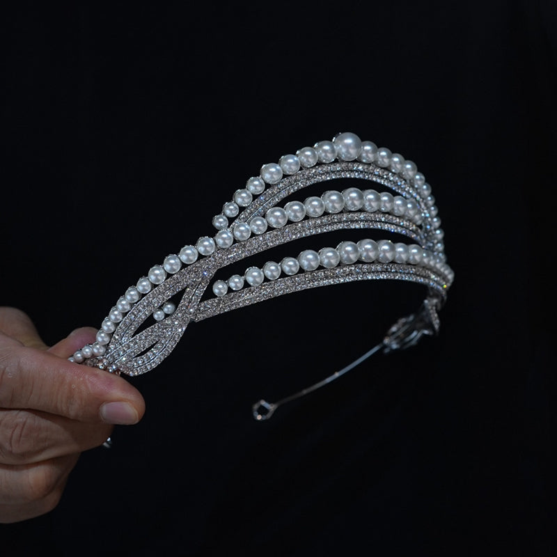 Pearls Rhinestone Crowns and Tiaras for Brides Birthday Party Queen Hair Accessoryne Crowns and Tiaras for Brides Birthday Party Queen Hair Accessory