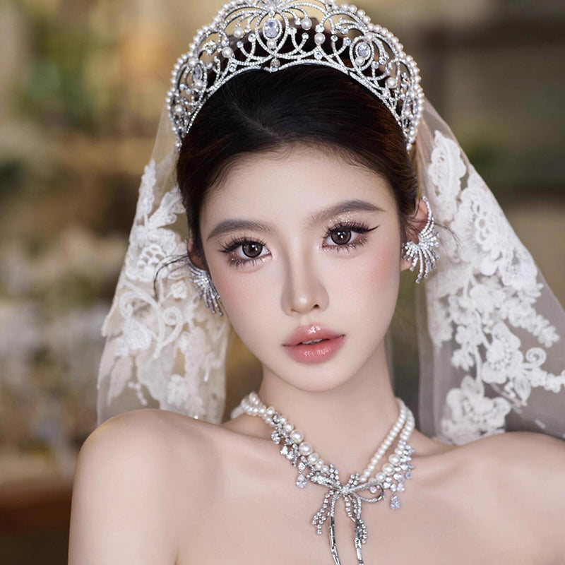 Glamorous Pearl Rhinestone Tiara for Wedding Birthday Pageant Royal Elegance Jewelry