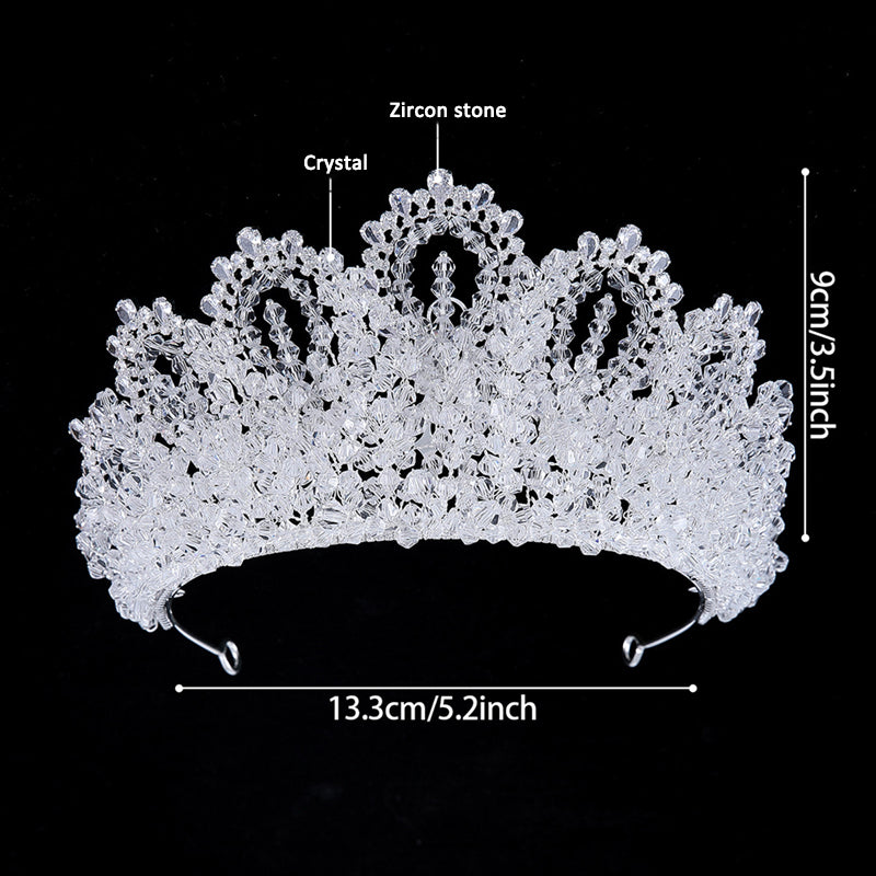 Statement Hair Piece Crystal Silver Crown For Wedding Party