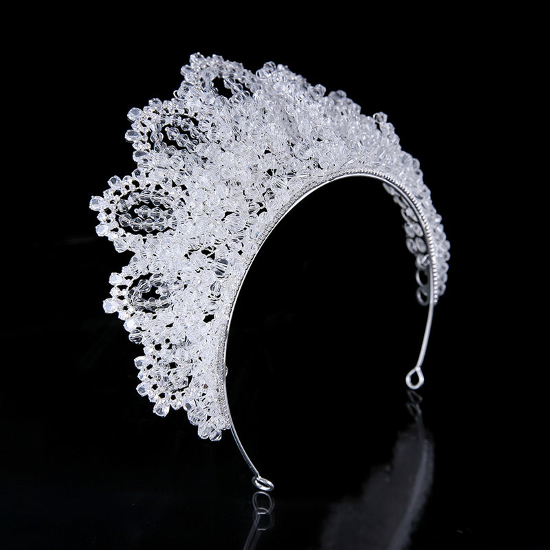 Statement Hair Piece Crystal Silver Crown For Wedding Party