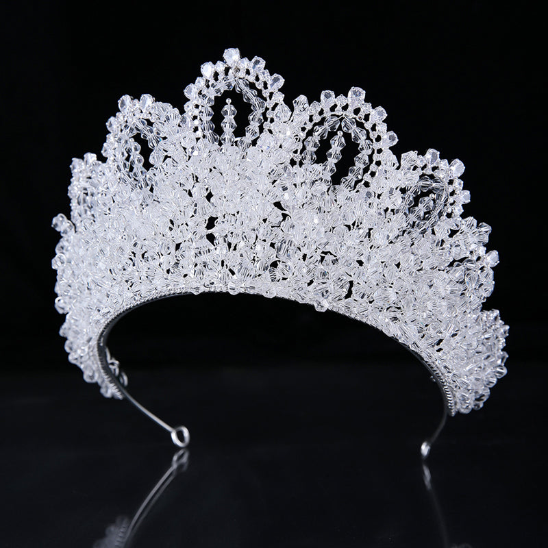 Statement Hair Piece Crystal Silver Crown For Wedding Party