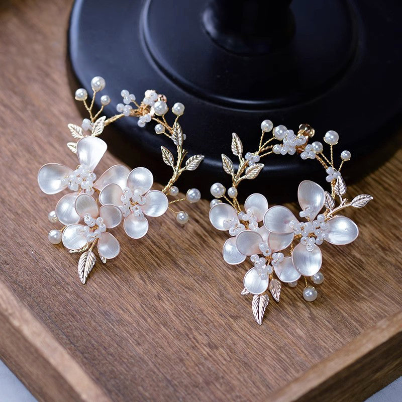 Forest Fairy Handmade Resin Liquid Flower Earrings Ear Clip Turkish Prom Wreath Jewelry
