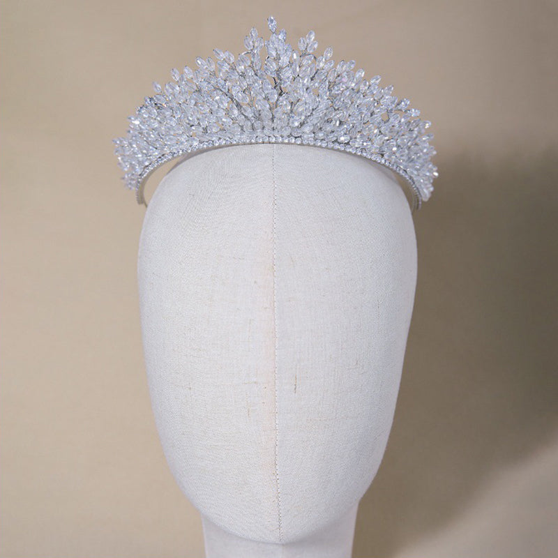 Vintage White K Zircon Crystal Wedding Bridal Crown Tiaras