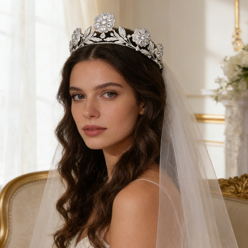 Vintage Royal Kate Rose Tiara Wedding Crown Banquet Hair Jewelry