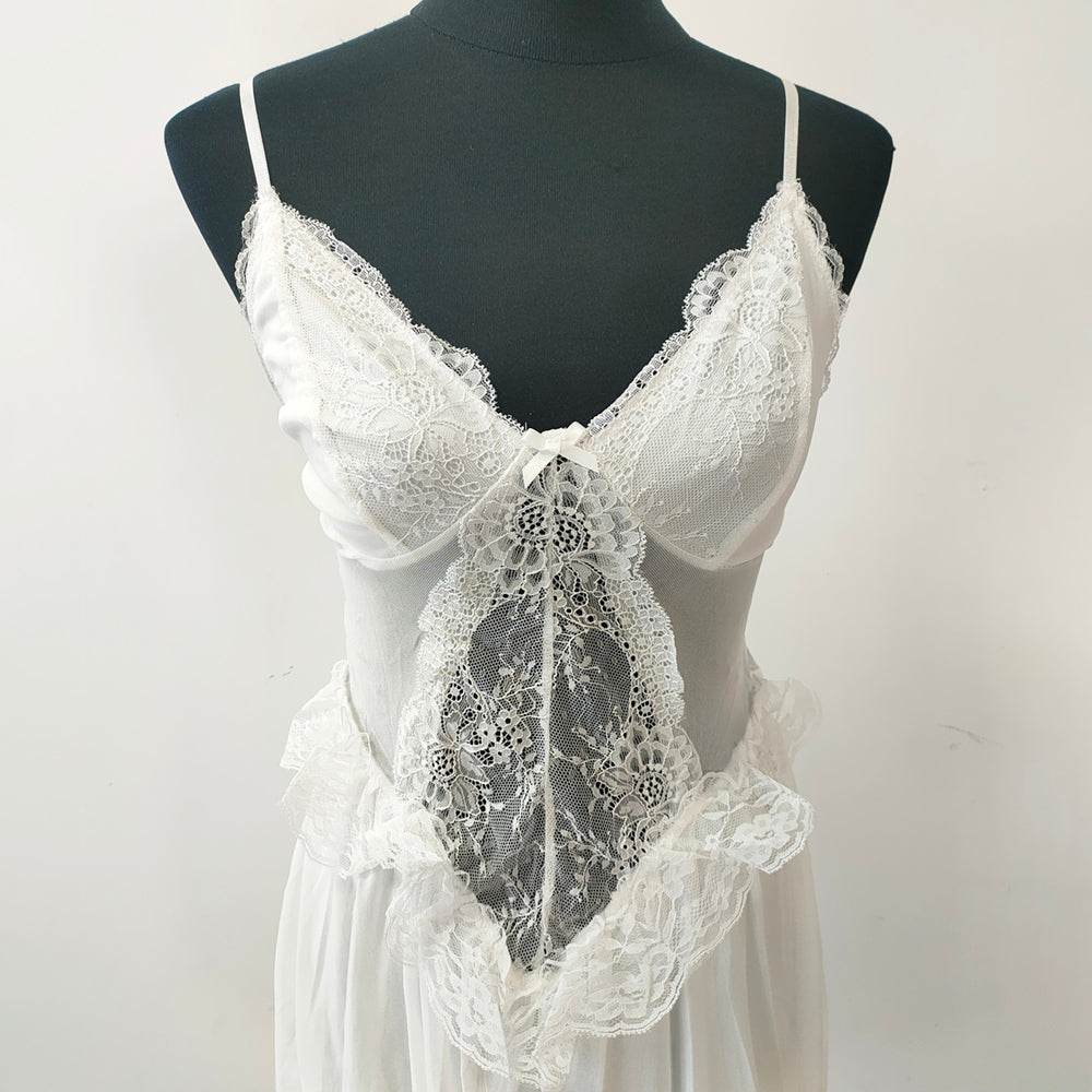 White French Lace Sexy Nightwaer Short Dresses Wedding Honeymoon Slip Dress