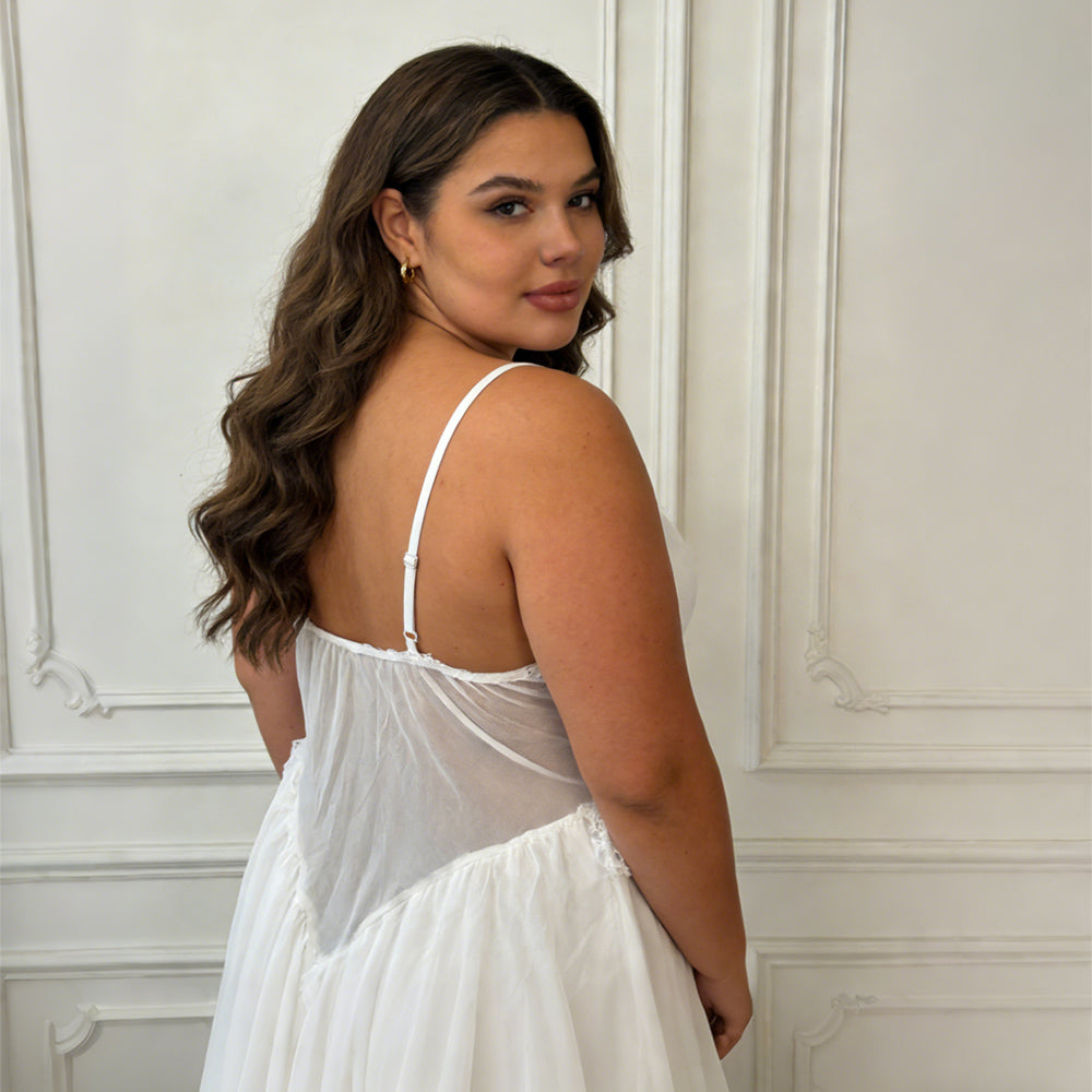 White French Lace Sexy Nightwaer Short Dresses Wedding Honeymoon Slip Dress