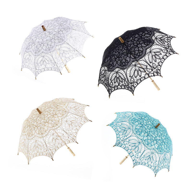Handmade Battenburg Lace Parasol Bride Umbrella for Wedding Photography Recital Dance Stage