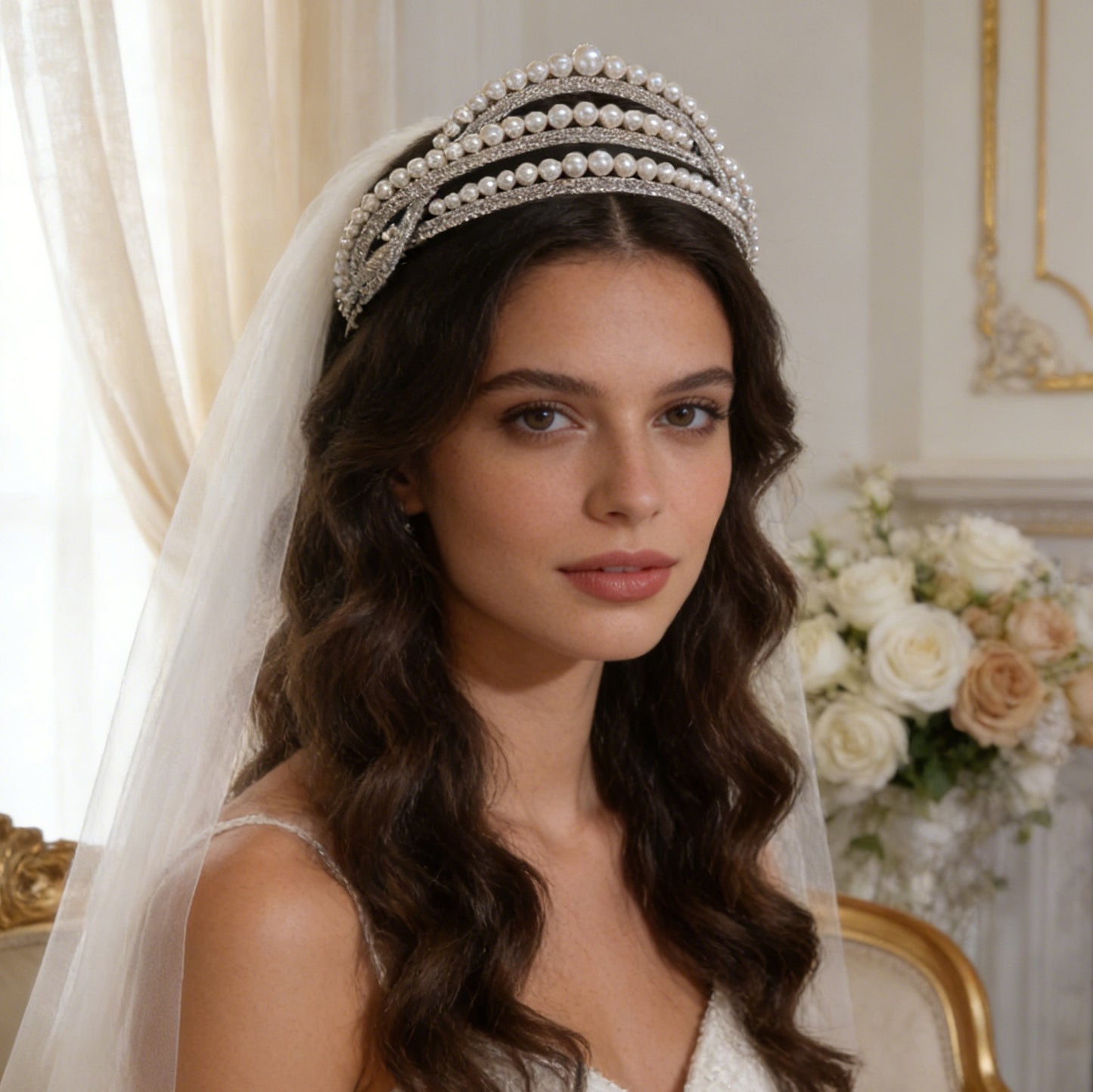 Pearls Rhinestone Crowns and Tiaras for Brides Birthday Party Queen Hair Accessoryne Crowns and Tiaras for Brides Birthday Party Queen Hair Accessory