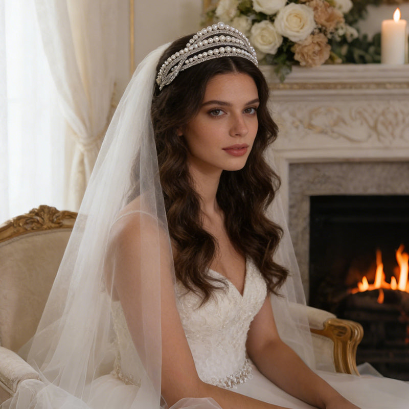 Pearls Rhinestone Crowns and Tiaras for Brides Birthday Party Queen Hair Accessoryne Crowns and Tiaras for Brides Birthday Party Queen Hair Accessory